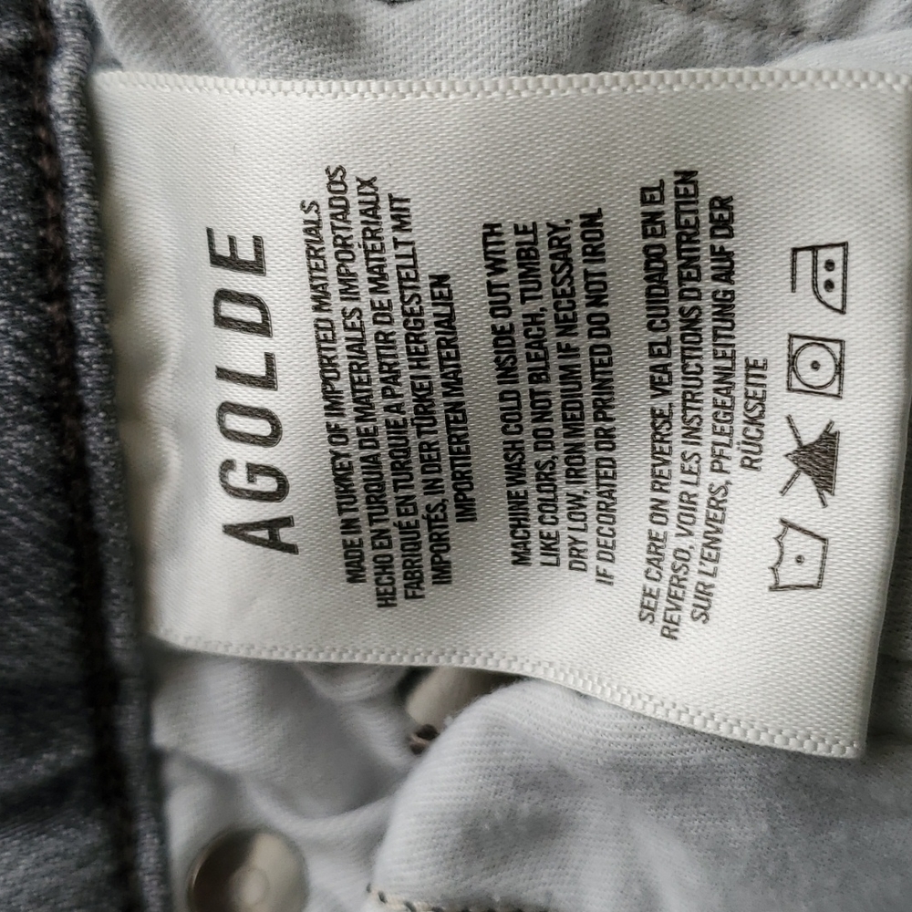 Agolde Nico highrise slim grey silver stretched button fly jeans size 23 - Picture 8 of 16
